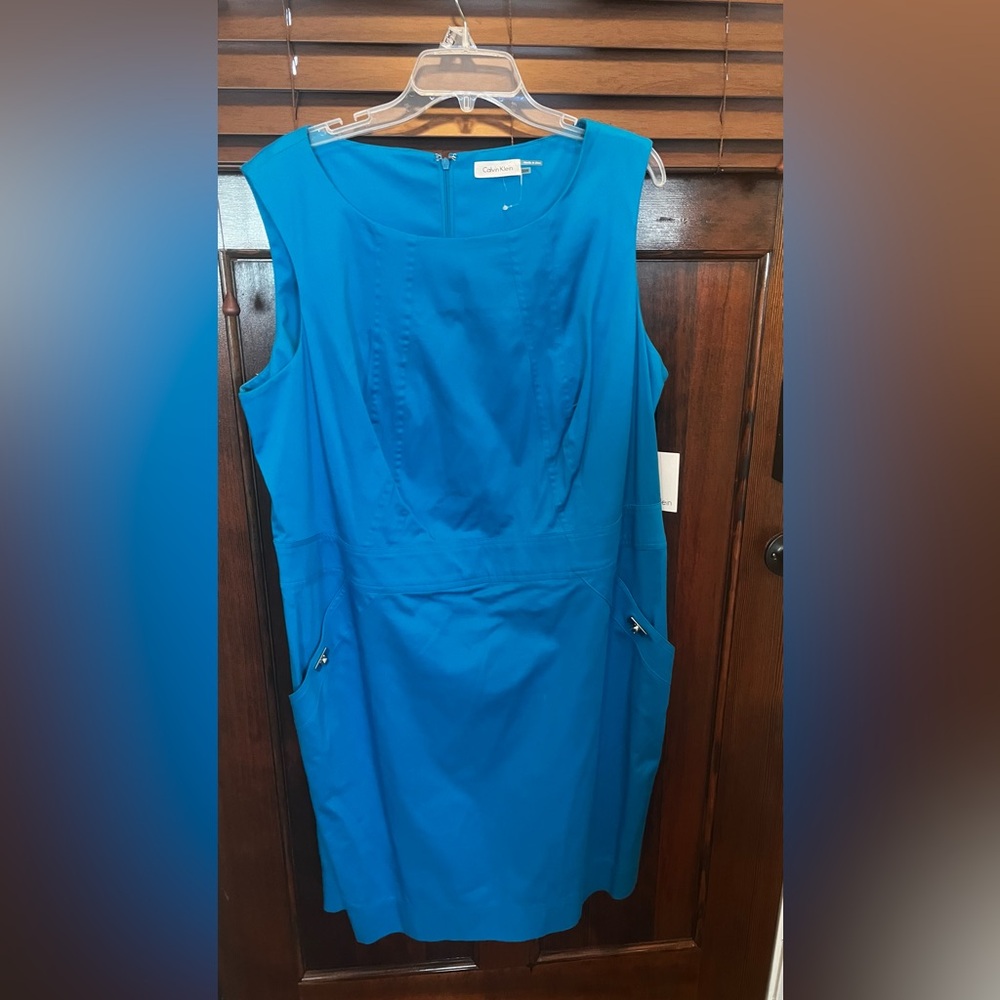 Calvin Klein Turquoise Sleek Summer Dress
